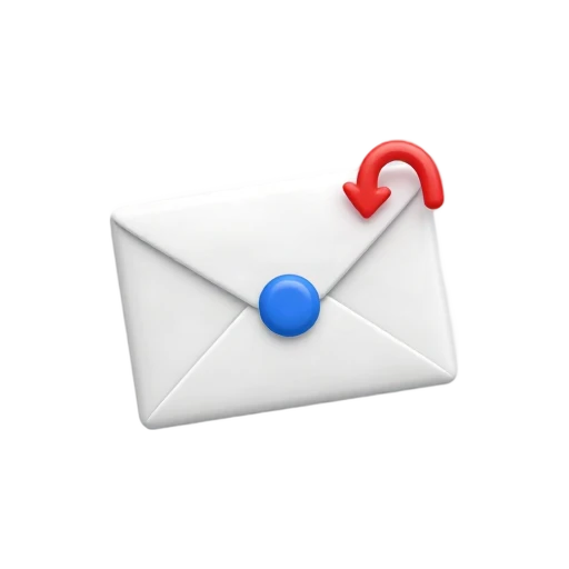 Email envelope with a red return arrow