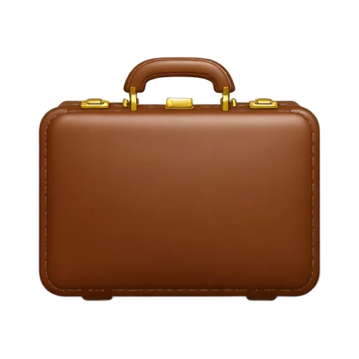 One classic brown leather briefcase in front three-quarter view, sturdy top handle, gold clasp, neat seams, and rounded corners, no hand, documents, shadow, or scenery.