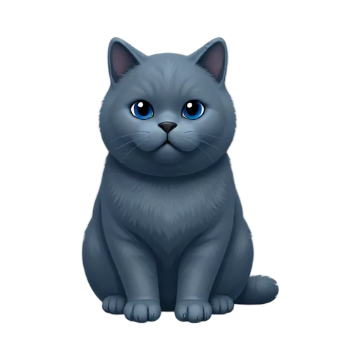 British Shorthair cat with round cheeks and dense blue-gray coat