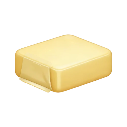 Pale yellow butter stick partly wrapped in wax paper