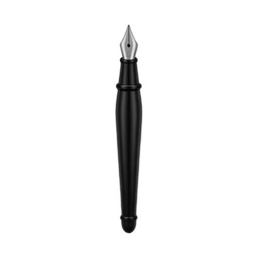 Calligraphy Pen with long black wooden handle and pointed silver nib