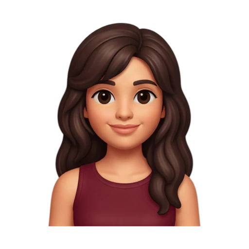 Camila Cabello smiling in a burgundy top