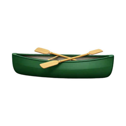Green canoe with wooden paddles