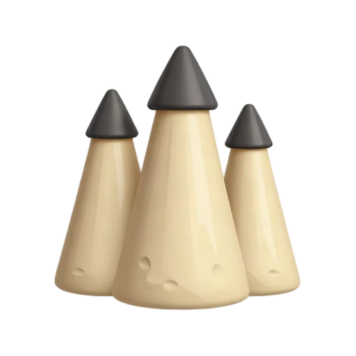 pale cone-shaped rock pillars and dark cap rocks, depicting Cappadocia Fairy Chimneys.