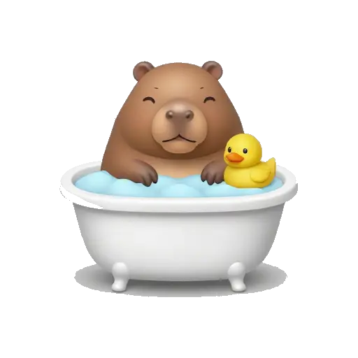 Capybara relaxing in a bubble bath
