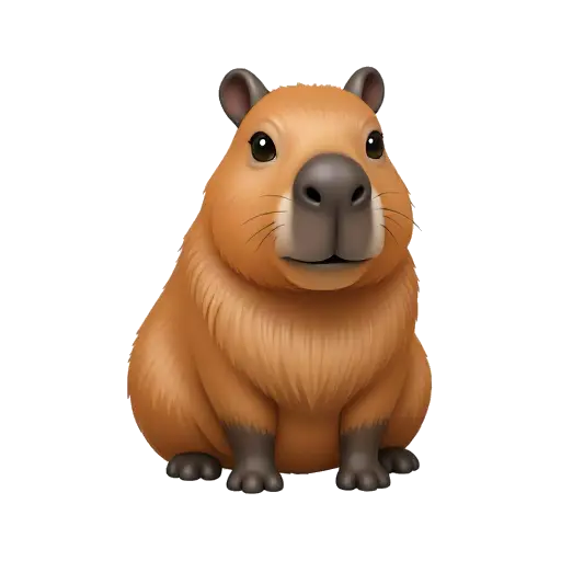Happy brown capybara sitting upright