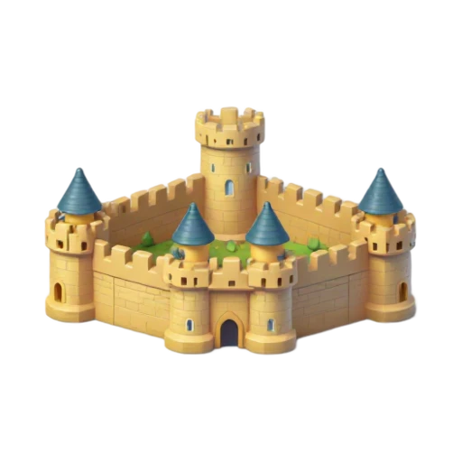 double stone ramparts and conical-roofed watchtowers, depicting Carcassonne City Walls.