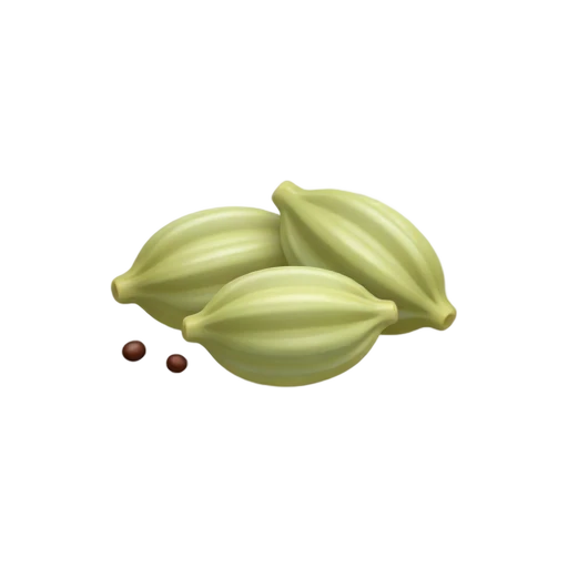 Green ridged cardamom pods with dark seeds