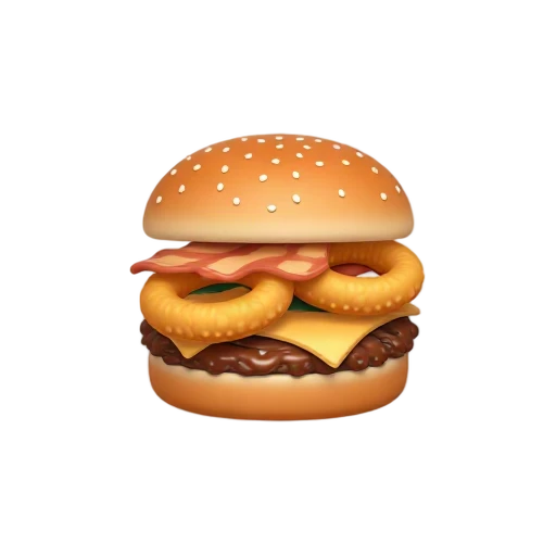 Bacon barbecue cheeseburger with two onion rings