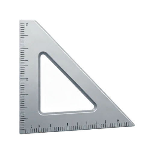 Carpenter's square with rigid right-angle steel arms and etched ruler marks