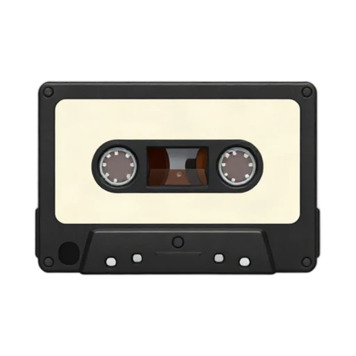 Black cassette tape with visible spools