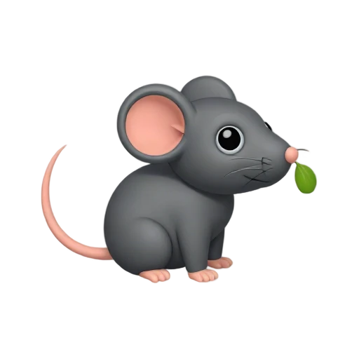 Gray fabric catnip mouse toy with pink ears and cord tail