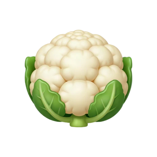 White cauliflower head with green leaves emoji