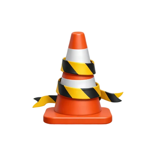 Caution cone with striped tape emoji