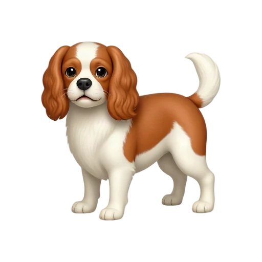 Chestnut-and-white Cavalier King Charles Spaniel standing