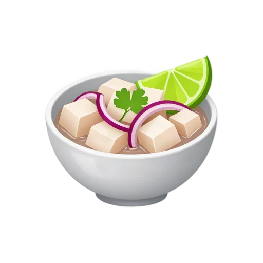 Ceviche with fish red onion and lime emoji