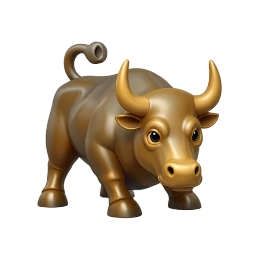 bronze bull and lowered head, depicting Charging Bull Statue.