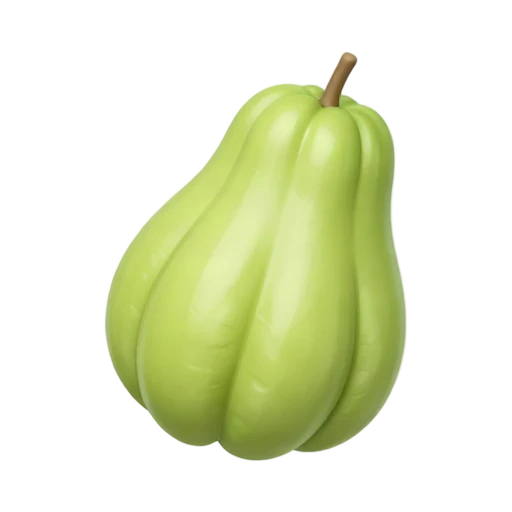 Pale green pear-shaped chayote with deep crease