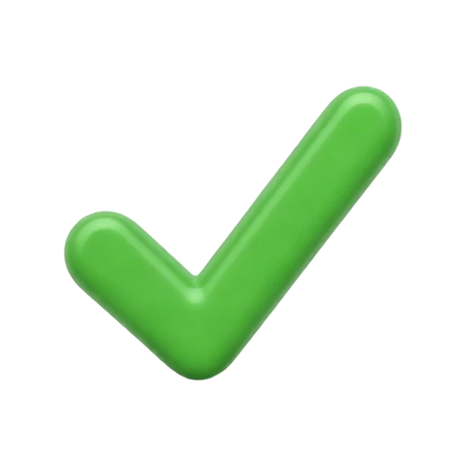 One bold glossy green checkmark with rounded ends, slightly tilted upward, clean simple symbol, no box, text, shadow, or scenery.