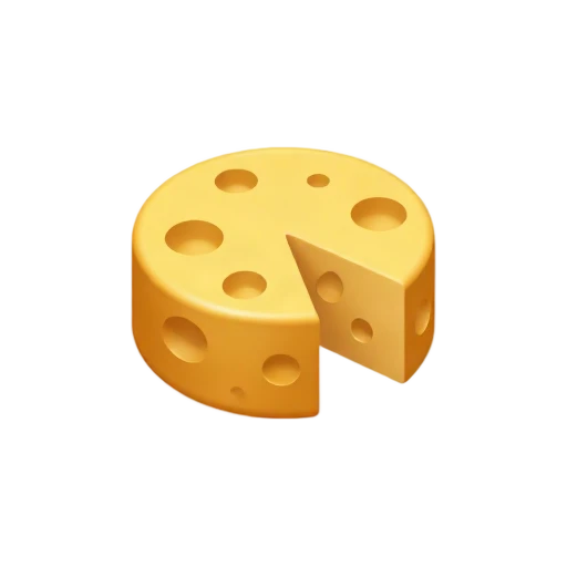 Swiss cheese wheel with wedge cut out