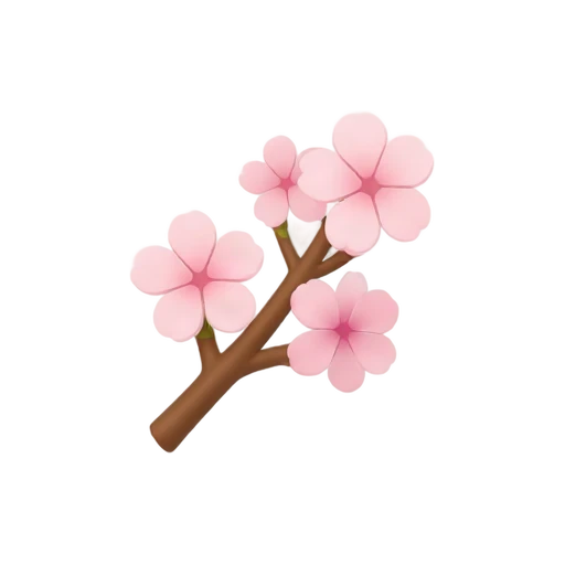 One short brown branch with five pale pink cherry blossoms, no sky, shadow, or scenery.