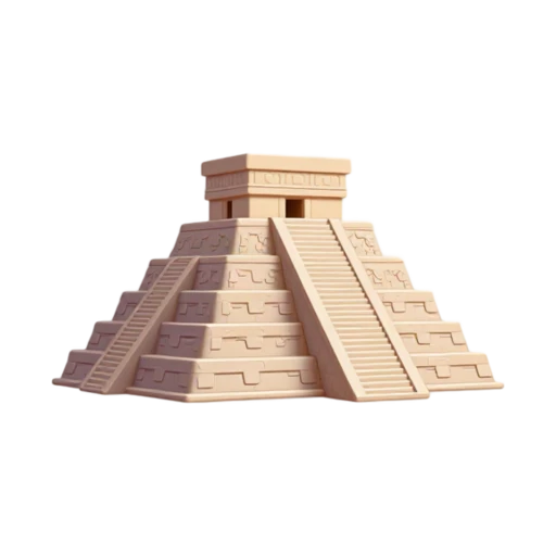 Stepped Chichen Itza pyramid with summit temple