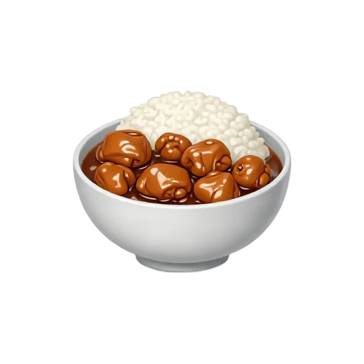 Chicken adobo with rice emoji