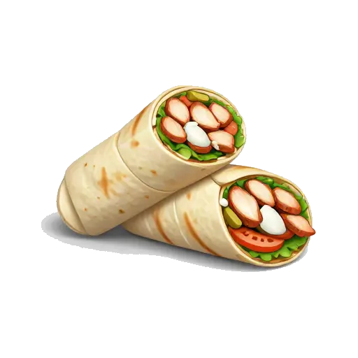 Chicken shawarma wrap cut in half