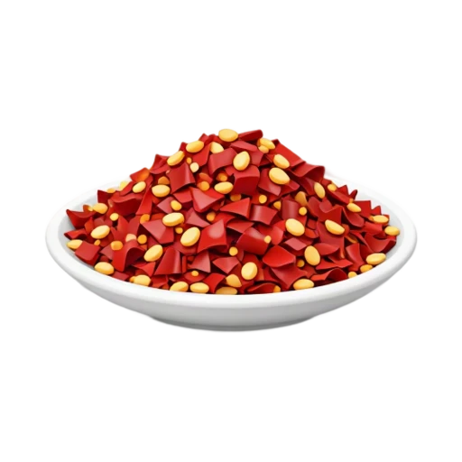 Crushed red chili flakes mixed with yellow seeds
