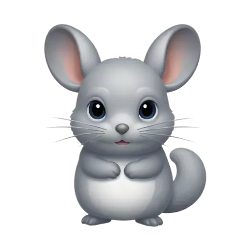 Fluffy silver-gray chinchilla sitting upright