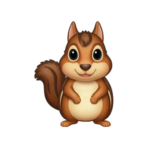 One small brown chipmunk standing upright, cream belly, dark back stripes, bushy tail, no ground, shadow, or scenery.