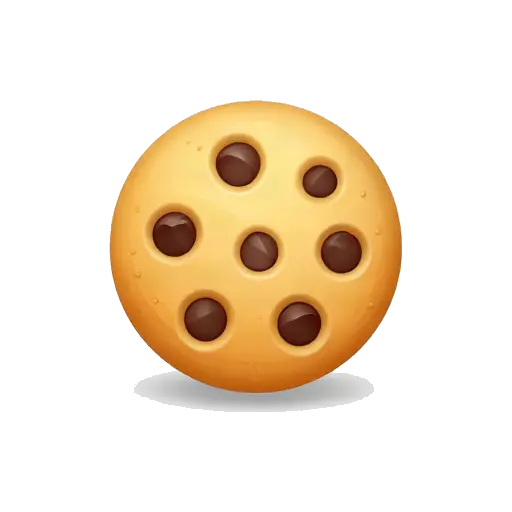 One round golden chocolate chip cookie with several dark chocolate chips, slightly thick soft-baked texture, no plate or background.