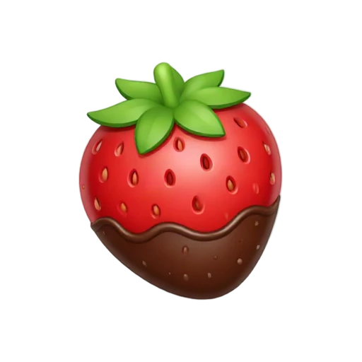 Red strawberry dipped halfway in dark chocolate