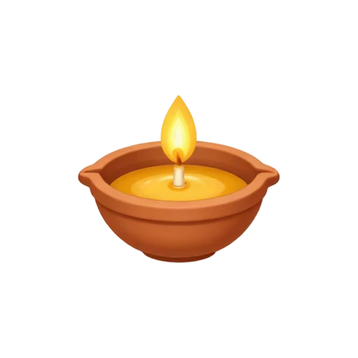 Lit terracotta diya oil lamp emoji