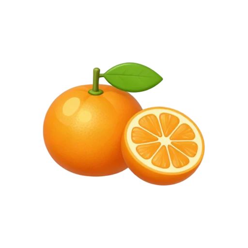 Small bright orange clementines with green stem and leaf