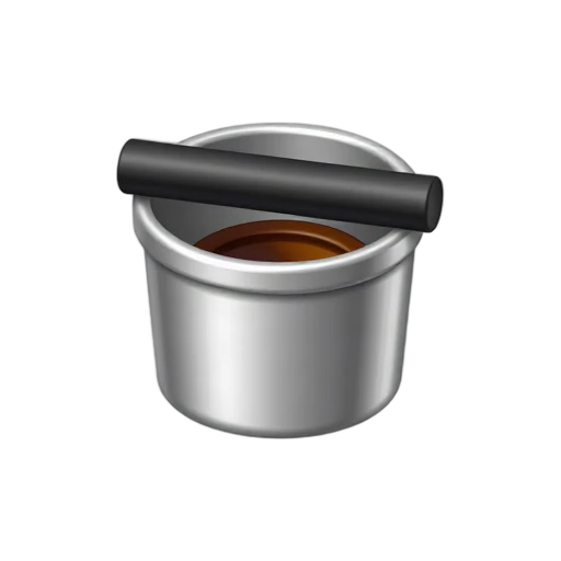 Coffee knock box with crossbar and spent puck emoji