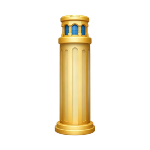 fluted cylindrical tower and windowed crown, depicting Coit Tower.