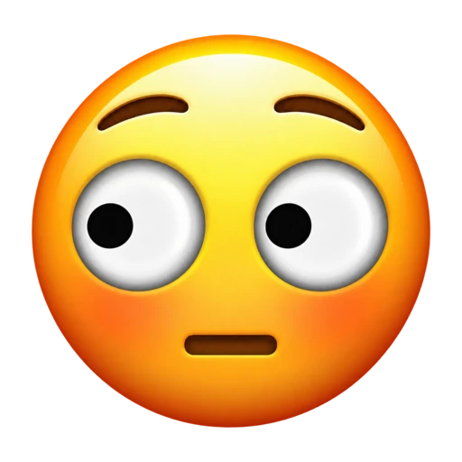 Wide-eyed yellow face looking left with raised eyebrows and a straight mouth