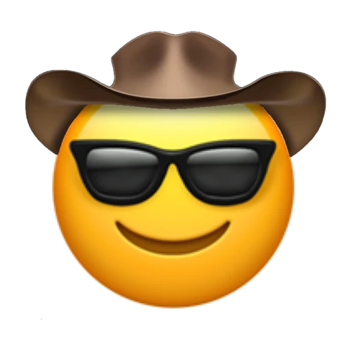 Cool Cowboy on a transparent background with a brown cowboy hat.