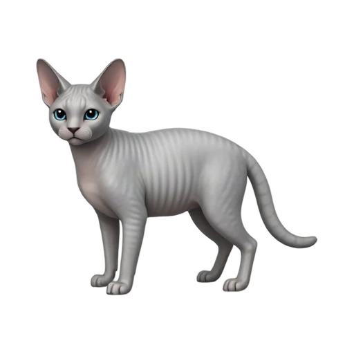Slender Cornish Rex cat with wavy coat and large ears