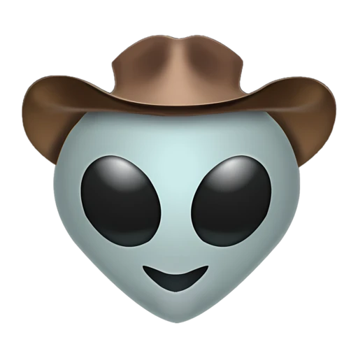 Alien Cowboy on a transparent background with a brown cowboy hat.