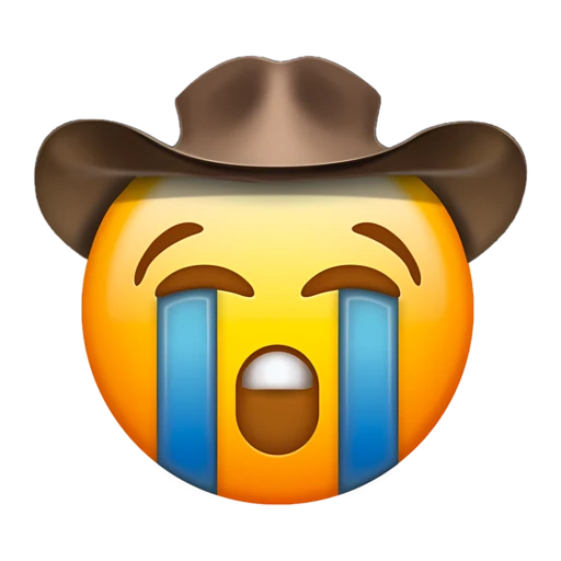 Loudly Crying Cowboy on a transparent background with a brown cowboy hat.