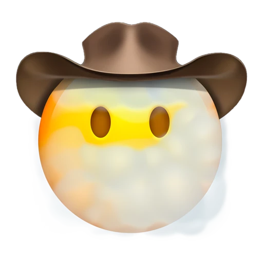 Cowboy in the Clouds on a transparent background with a brown cowboy hat.