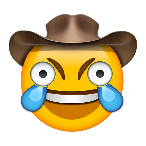 Laughing and Crying Cowboy on a transparent background with a brown cowboy hat.