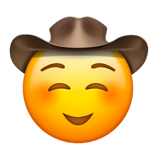 Shy Cowboy on a transparent background with a brown cowboy hat.