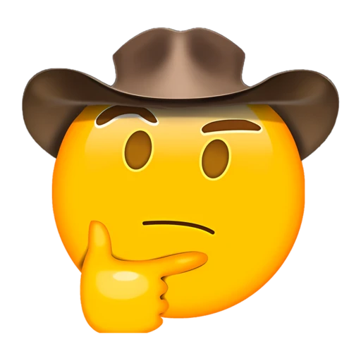 Pondering Cowboy on a transparent background with a brown cowboy hat.