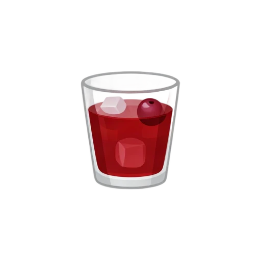 Clear glass of cranberry juice with ice