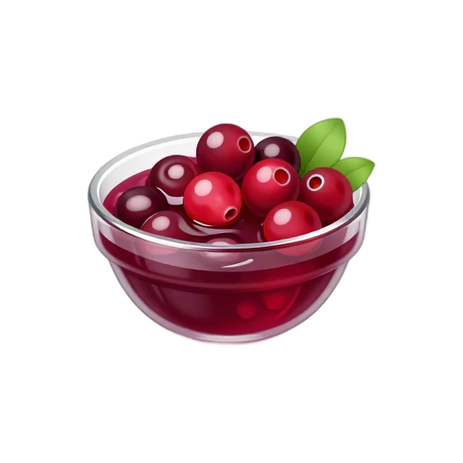 Glass bowl filled with cranberry sauce