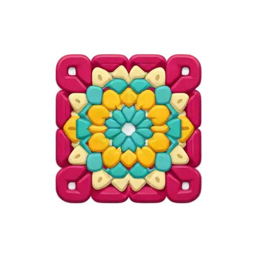 Colorful crochet granny square emoji