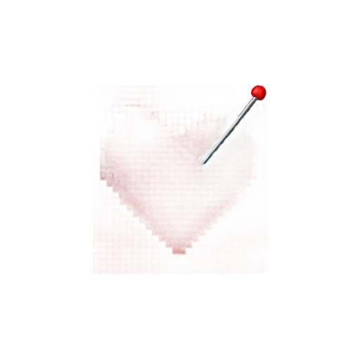 Cross Stitch Canvas with coarse white grid fabric and simple red stitched heart